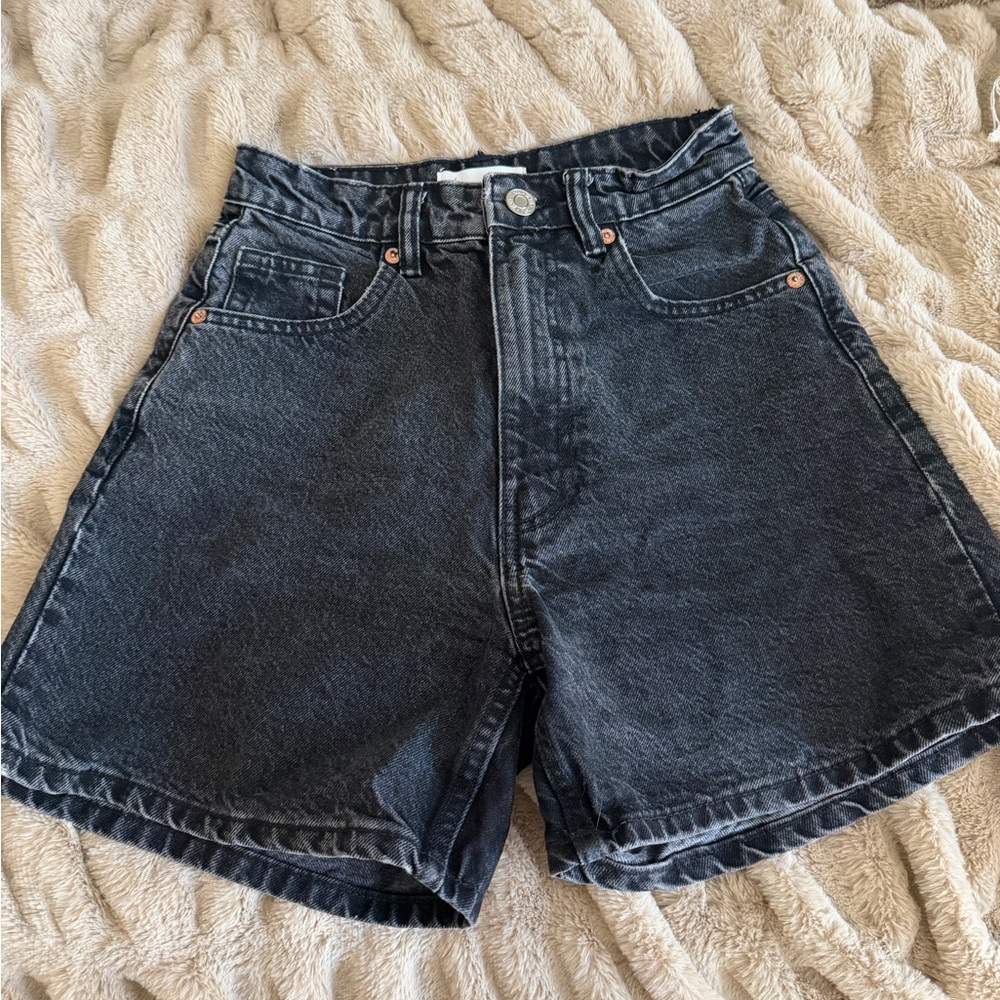 High-Waist Black Denim Women's Shorts